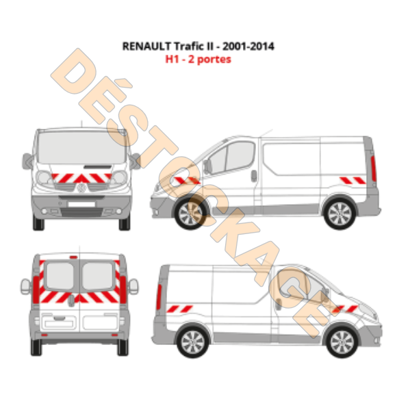 Rot-weißes Markierungskit - Renault Trafic II Phase 1/2 2001-2014 H1 Klasse B Rot-weißes Markierungskit - Renault Trafic II Phase 1/2 2001-2014 H1 Klasse B