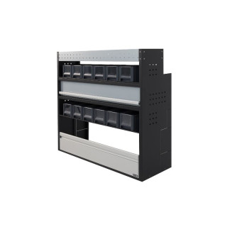 PROVAN-Ausstattung mit Schublade, Regalen und Behältern (links oder rechts) für Citroen Berlingo 2008-2018 - Seitenansicht