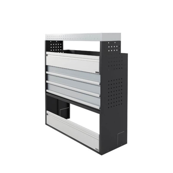 PROVAN-Ausbau (links oder rechts) mit Schubladen für Volkswagen T6/T6.1 2015-2025 (generisches Foto) - Seitenansicht