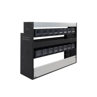 PROVAN-Ausstattung mit Behältern (links) für Ford Connect 2013-2024 - Seitenansicht Nutzfahrzeug