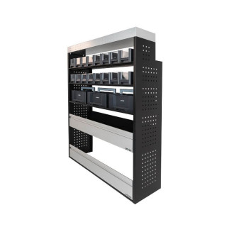 PROVAN-Ausstattung mit Regalen, Boxen und Koffern (links oder rechts) für Mercedes Sprinter 2006-2018 - Seitenansicht