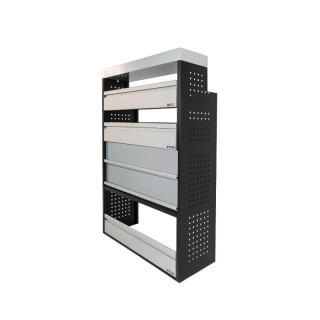 PROVAN-Einrichtung mit Regalen und Schublade (links oder rechts) für Volkswagen Crafter 2017+ - Seitenansicht