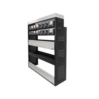 PROVAN-Ausstattung mit Regalen und Behältern (links oder rechts) für Volkswagen Crafter 2006-2016 - Seitenansicht