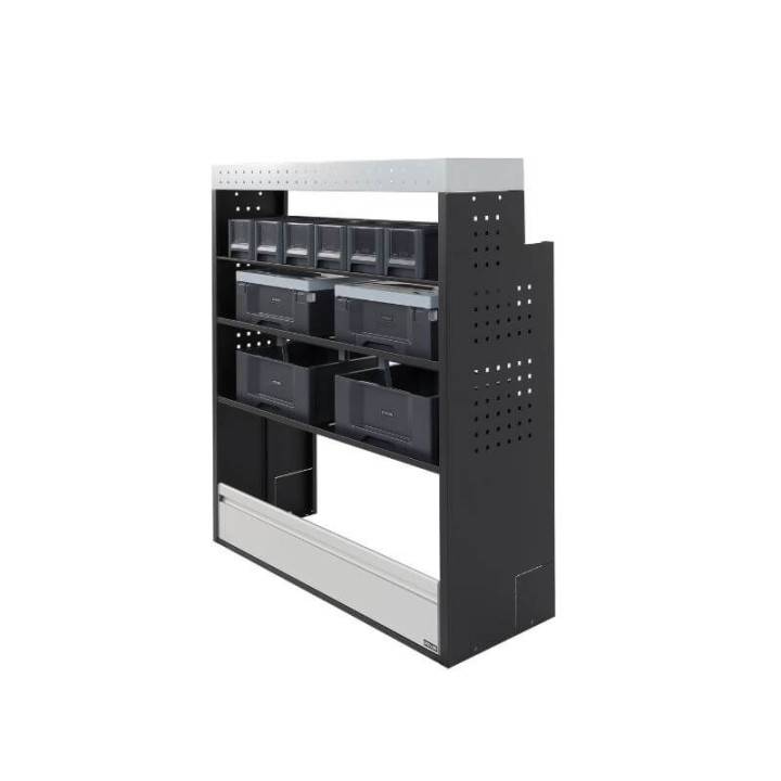 PROVAN-Ausstattung (links oder rechts) mit Koffern für Volkswagen T6/T6.1 2015-2025 (Beispielfoto) - Seitenansicht