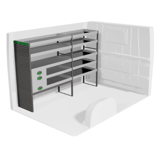 Ausstattung für Opel Movano 2022+ links mit Schubladen Vorderansicht