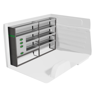 Einrichtung für Nissan Primastar 2022+ (links) mit Schubladen Vorderansicht