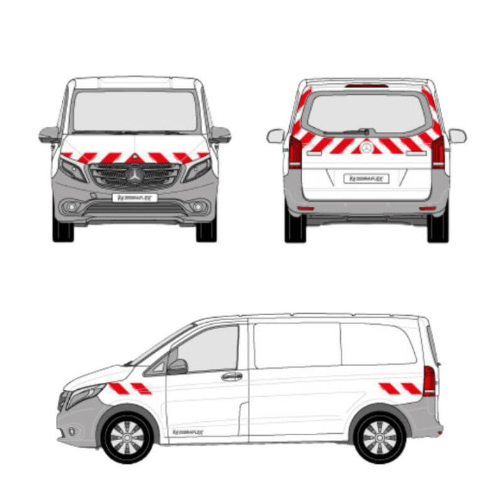 Markierungskit - Mercedes Vito Heckklappe. Vorgeschnittene, aufklebbare Streifen Markierungskit - Mercedes Vito Heckklappe. Vorgeschnittene, aufklebbare Streifen