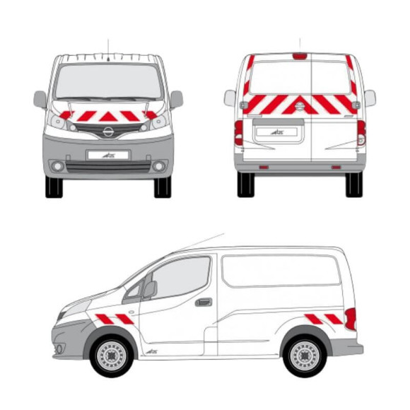 Markierungsset - Nissan NV200 Flügeltüren. Vorgeschnittene Klebestreifen, bereit zum Aufkleben Markierungsset - Nissan NV200 Flügeltüren. Vorgeschnittene Klebestreifen, bereit zum Aufkleben