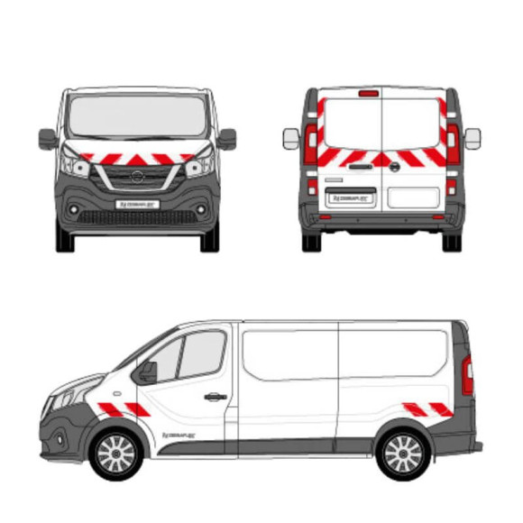 Markierungsset - Nissan NV300 Flügeltüren. Vorgeschnittene Klebestreifen, bereit zum Aufkleben Markierungsset - Nissan NV300 Flügeltüren. Vorgeschnittene Klebestreifen, bereit zum Aufkleben