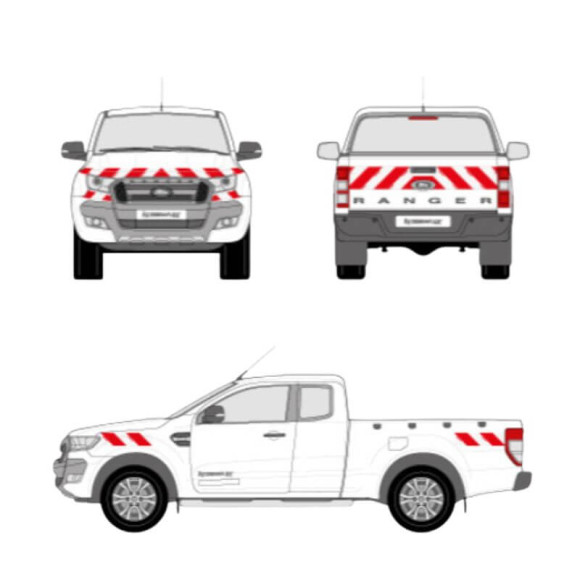 Markierungsset - Ford Ranger PICK-UP - selbstklebende Reflexstreifen Markierungsset - Ford Ranger PICK-UP - selbstklebende Reflexstreifen