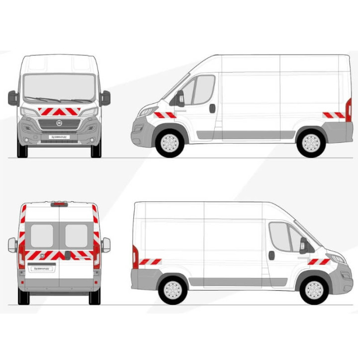 Markierungsset - Fiat Ducato Phase 3 - H2/H3 Flügeltüren. Vorgeschnittene selbstklebende Streifen, bereit zum Anbringen Markierungsset - Fiat Ducato Phase 3 - H2/H3 Flügeltüren. Vorgeschnittene selbstklebende Streifen, bereit zum Anbringen
