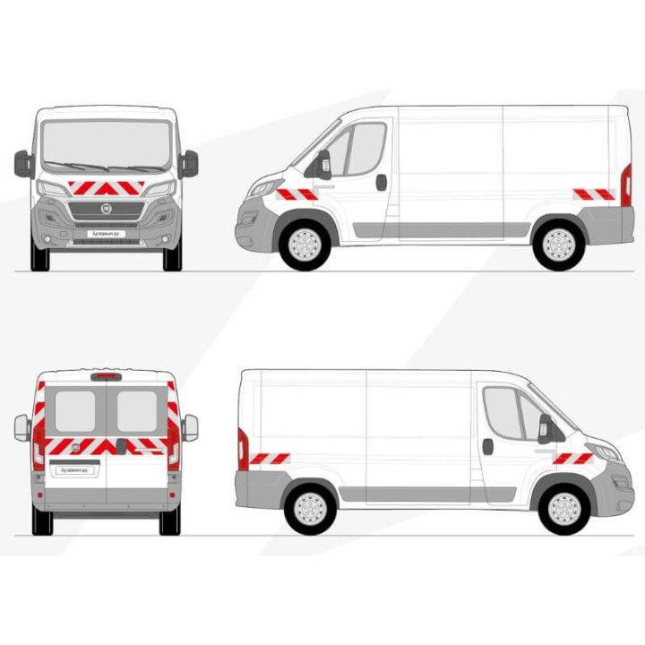 Markierungsset - Fiat Ducato Phase 3 - H1 Flügeltüren. Vorgeschnittene selbstklebende Streifen, bereit zum Anbringen Markierungsset - Fiat Ducato Phase 3 - H1 Flügeltüren. Vorgeschnittene selbstklebende Streifen, bereit zum Anbringen