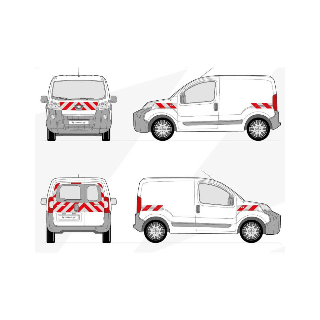 Markierungsset - Peugeot Bipper Flügeltüren. Vorgeschnittene Klebestreifen bereit zum Anbringen
