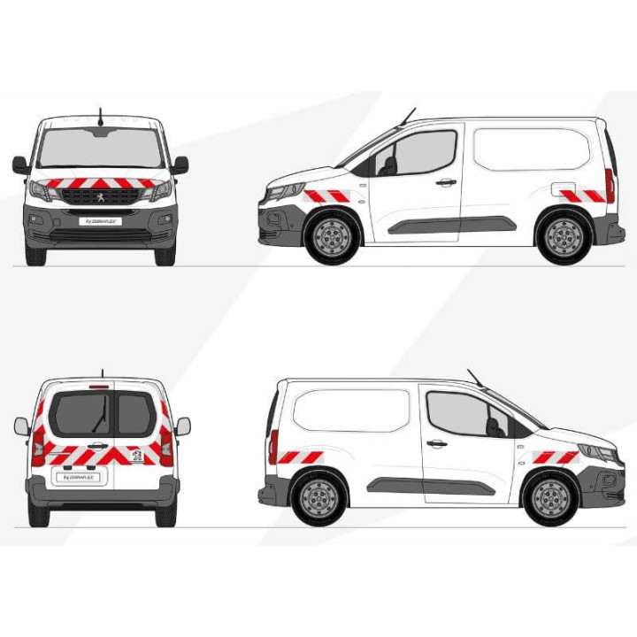Markierungsset - Peugeot Partner 2018-2024. Vorgeschnittene Klebestreifen bereit zum Anbringen