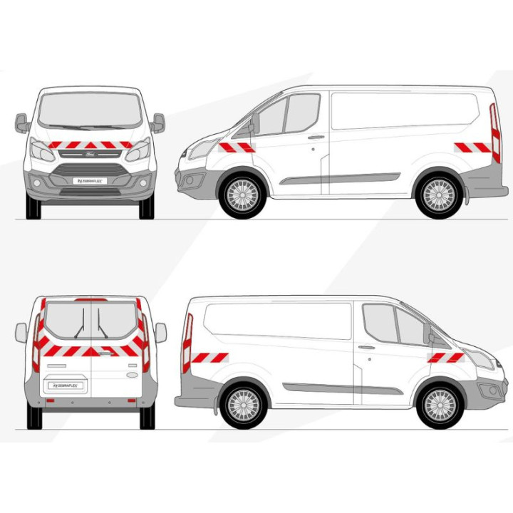 Markierungsset - Ford Transit Custom 2013-2018 Flügeltüren. Vorgeschnittene selbstklebende Streifen sofort einsatzbereit