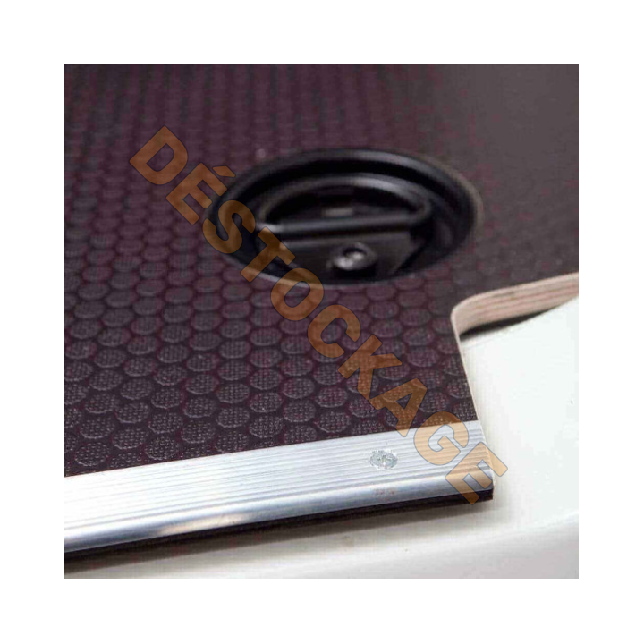 Rutschfeste braune Holz-Bodenplatte für Renault Master L3 ab 2024 mit Schwellerleisten und Abschlussrosetten.