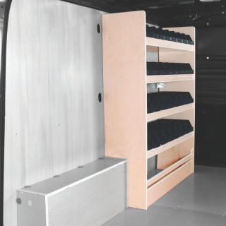 Holz-Regalschrank mit 32 mittleren Fächern für Opel Vivaro 2014-2019 linke Seite