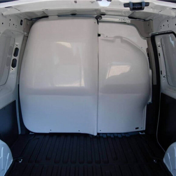 Trennwand Renault Kangoo - 2 schwenkbare Schalen, die auf dem originalen schwenkbaren Gittertrennwand montiert werden Trennwand Renault Kangoo - 2 schwenkbare Schalen, die auf dem originalen schwenkbaren Gittertrennwand montiert werden