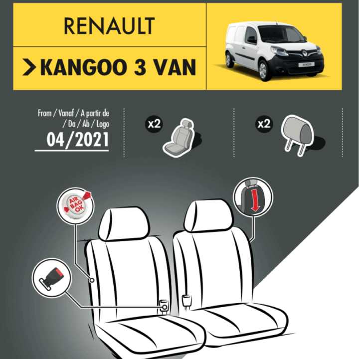 Bezüge für Renault Kangoo Van E-Tech 2022+ 2 Sitze