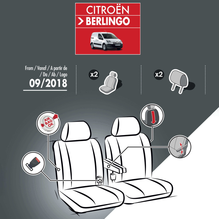 Stoffsitzbezüge für Citroën e-Berlingo 2021+ - mit Armlehnen