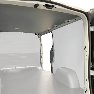 Grauer Dachschutz für Mercedes eSprinter 2023+ Beispiel am Renault Trafic. Der Zuschnitt wird spezifisch für Ihr Modell sein