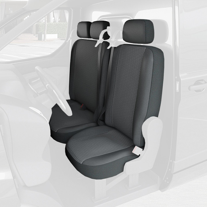 Sitzbezüge aus Stoff für Volkswagen e-Transporter 2025+ – ein Fahrersitz + eine Rückenlehne Beifahrer 2 Plätze