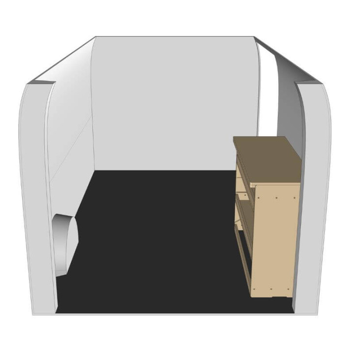 Rohholz-Regal rechts Seitenansicht Volkswagen e-Transporter 2025+