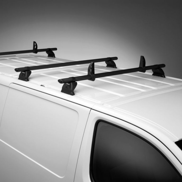Schwarze Aluminium-Dachträger Rhino KammBar für Volkswagen e-Transporter 2025+