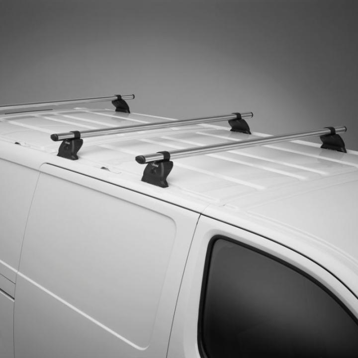 Graue Aluminium-Dachträger Rhino KammBar für Volkswagen e-Transporter 2025+