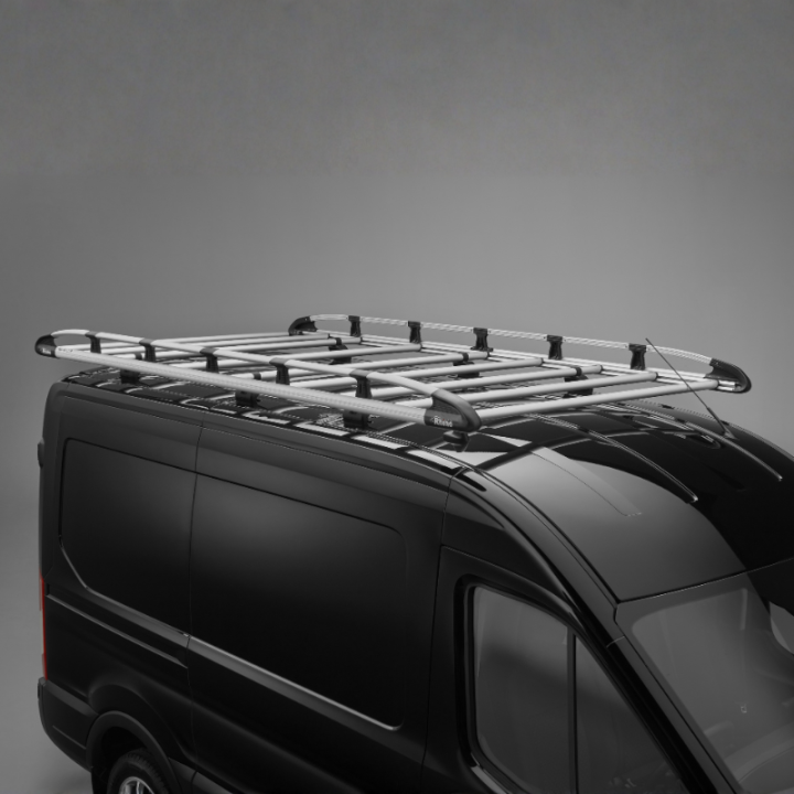 Grauer Aluminium-Dachgepäckträger für Volkswagen e-Transporter 2025+ – generisches Foto, unverbindlich