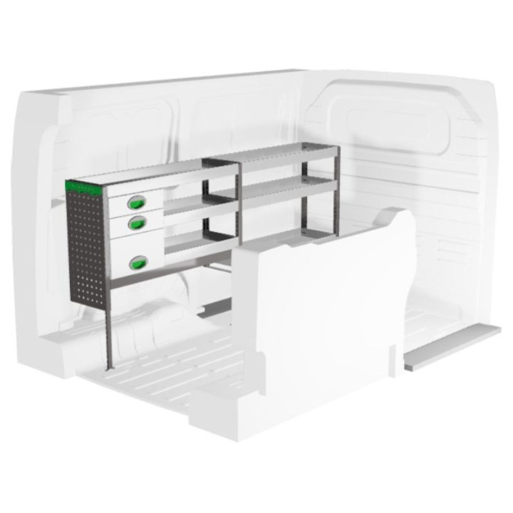 Metallregal Kia PV5 2025+ mit Schubladen links