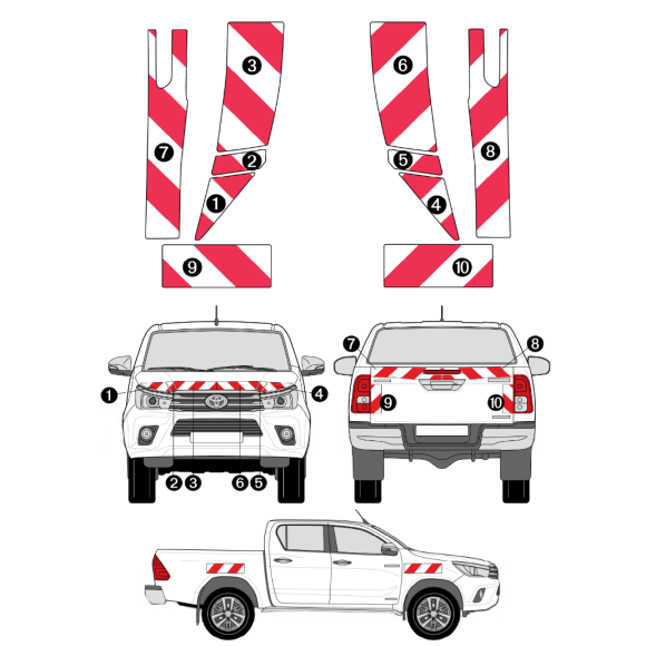 Markierungsset - Toyota Hilux - 3M reflektierende Klebestreifen