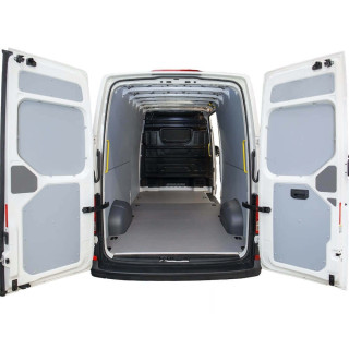 Komplette Holzinnenverkleidung für Volkswagen Crafter 2017 mit grauem Boden Komplette Holzinnenverkleidung für Volkswagen Crafter 2017 mit grauem Boden