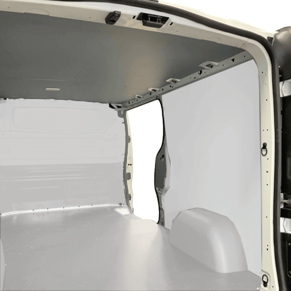 Grauer Deckenschutz für Dacia Dokker Van. Beispiel auf Renault Trafic. Der Zuschnitt wird spezifisch für Ihr Modell sein