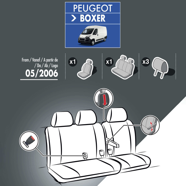 Sitzbezüge aus Stoff für Peugeot Boxer - mit Armlehnen