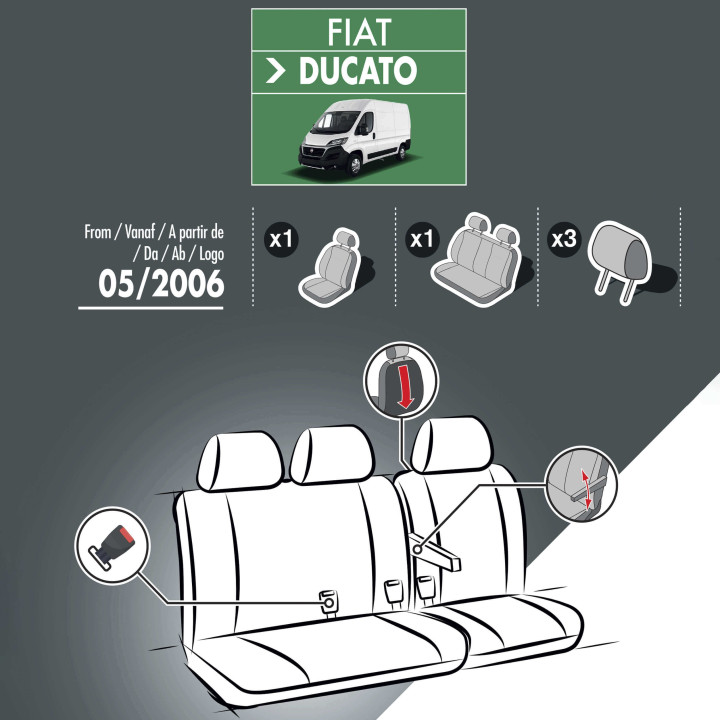 Sitzbezüge aus Stoff für Fiat Ducato - mit Armlehnen