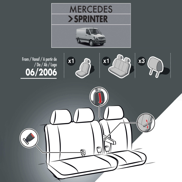 Sitzbezüge aus Stoff für Mercedes Sprinter II (2006 - 2018) - mit Armlehnen