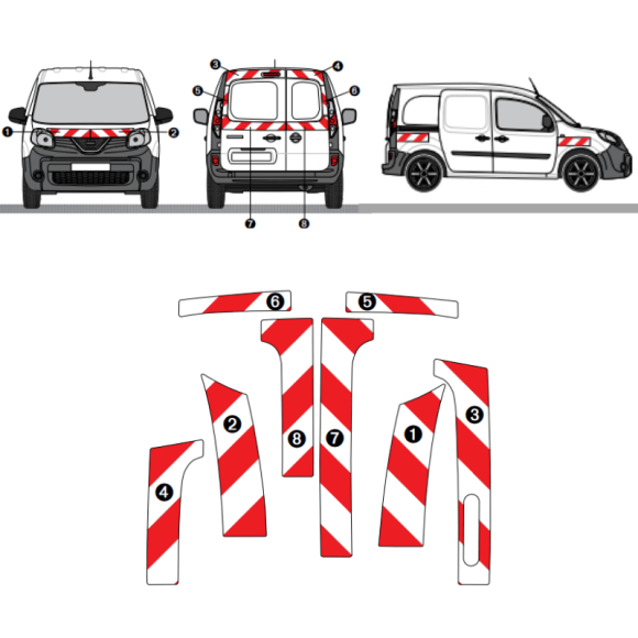 Markierungsset - Nissan NV250 Flügeltüren. Vorgeschnittene 3M-Klebestreifen zum Aufkleben Markierungsset - Nissan NV250 Flügeltüren. Vorgeschnittene 3M-Klebestreifen zum Aufkleben