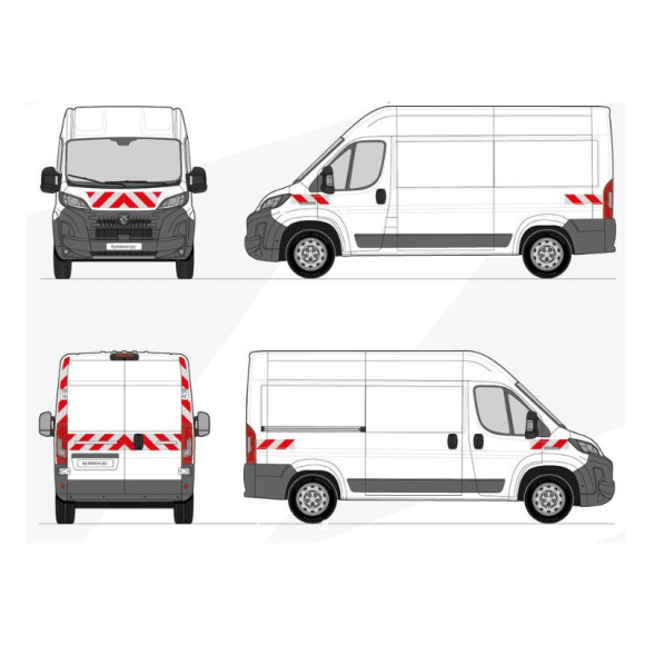 Weiß-rotes Markierungskit für Peugeot Boxer 2024+ Weiß-rotes Markierungskit für Peugeot Boxer 2024+